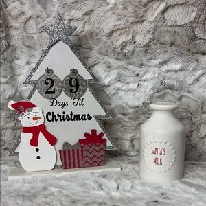 Silver and White Christmas Countdown Tree & Santa’s Ceramic Milk Jug